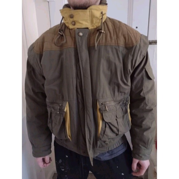 Vintage Urban Equipment Green Military Style Bomber Aviator Jacket W Hood Sz L - Picture 3 of 16